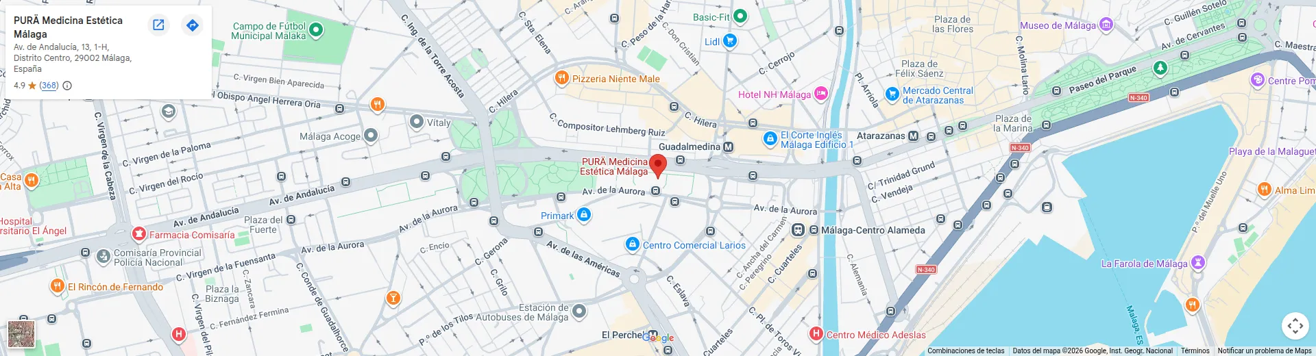 Ubicacion de PURA Medicina Estetica - Malaga